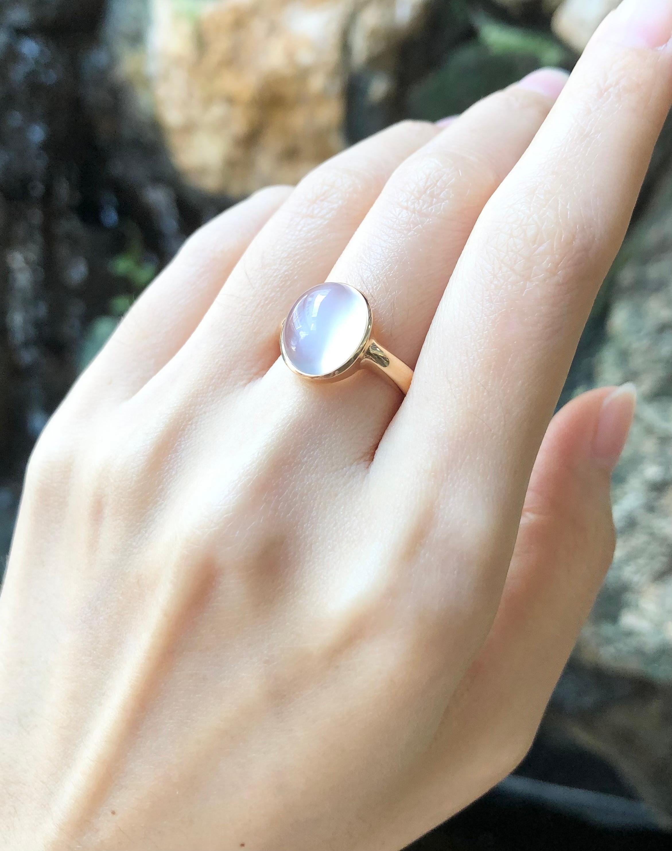 Moonstone Ring Set in 18 Karat Rose Gold Settings In New Condition For Sale In Bangkok, TH