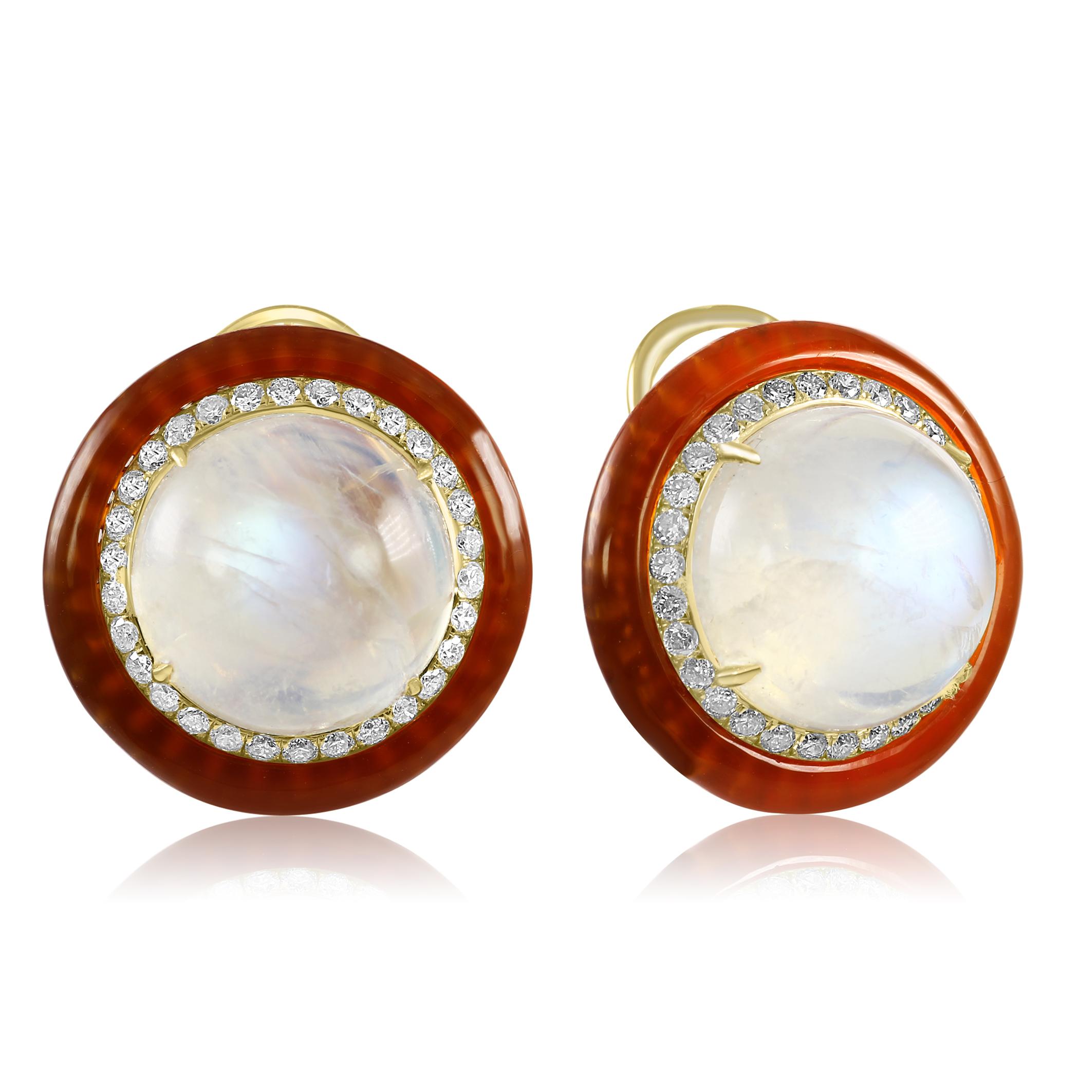 Elevate your jewelry collection to a realm of ethereal beauty with our moonstone Earrings. At the heart of each earring lies a magnificent Moonstone, carefully selected for its substantial size and captivating play of colors. With a combined weight