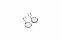 Moonstone Sapphire and Platinum Earrings