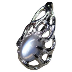 Collana in argento con pietra di luna Cabochon Regalo di qualità fine Gemma bluastra stile lotr