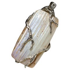 Moonstone Silver Pendant Gemstone Men's Unisex Necklace Moonstone Silver Pendant Gemstone Men's Unisex Necklace