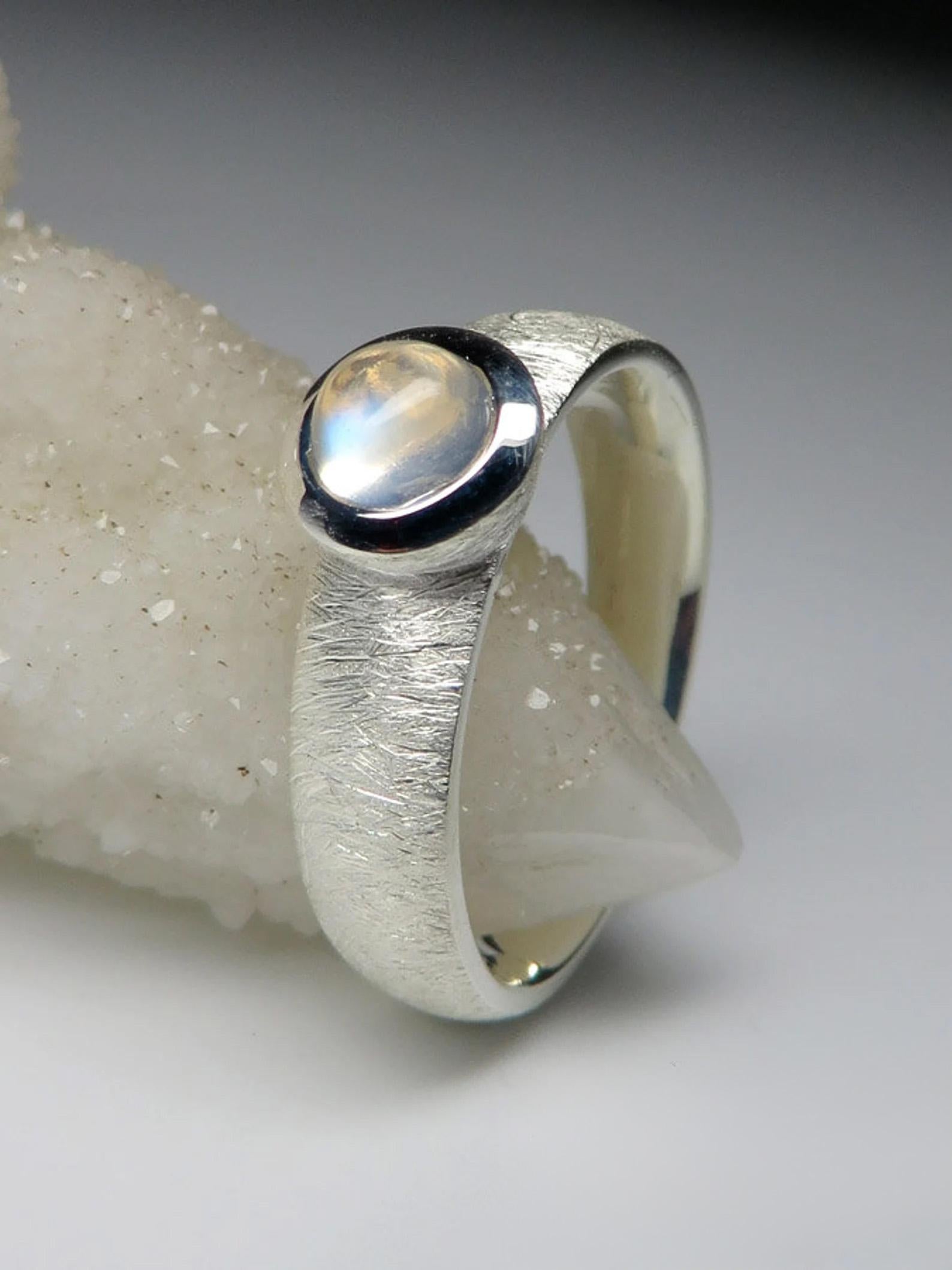 da uomo o donna Anello d'argento con pietra di luna Gemma naturale di Adularia  Gioielli unisex in vendita