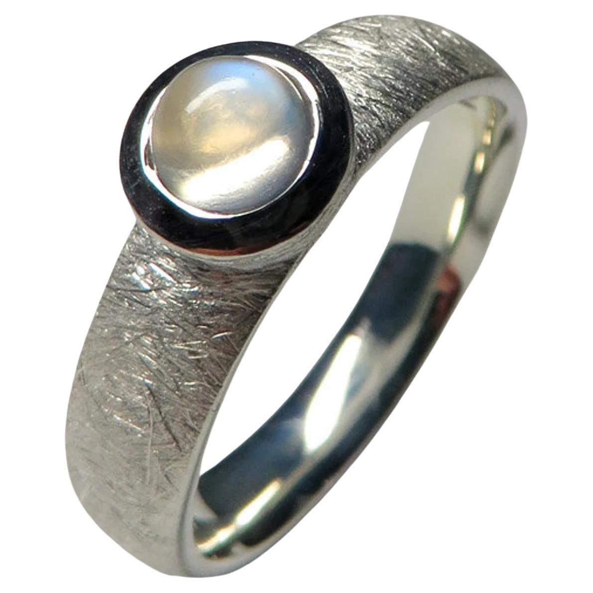 Moonstone Silver Ring Natural Adularia Gemstone  Unisex Jewelry