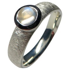 Moonstone Silver Ring Natural Adularia Gemstone  Unisex Jewelry