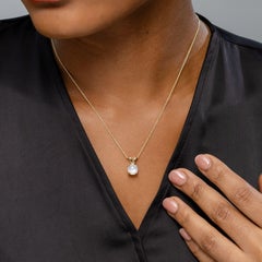 Moonstone Solitaire Pendant Necklace in 14K Solid Gold