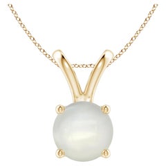 Moonstone Solitaire Pendant Necklace in 14K Solid Gold