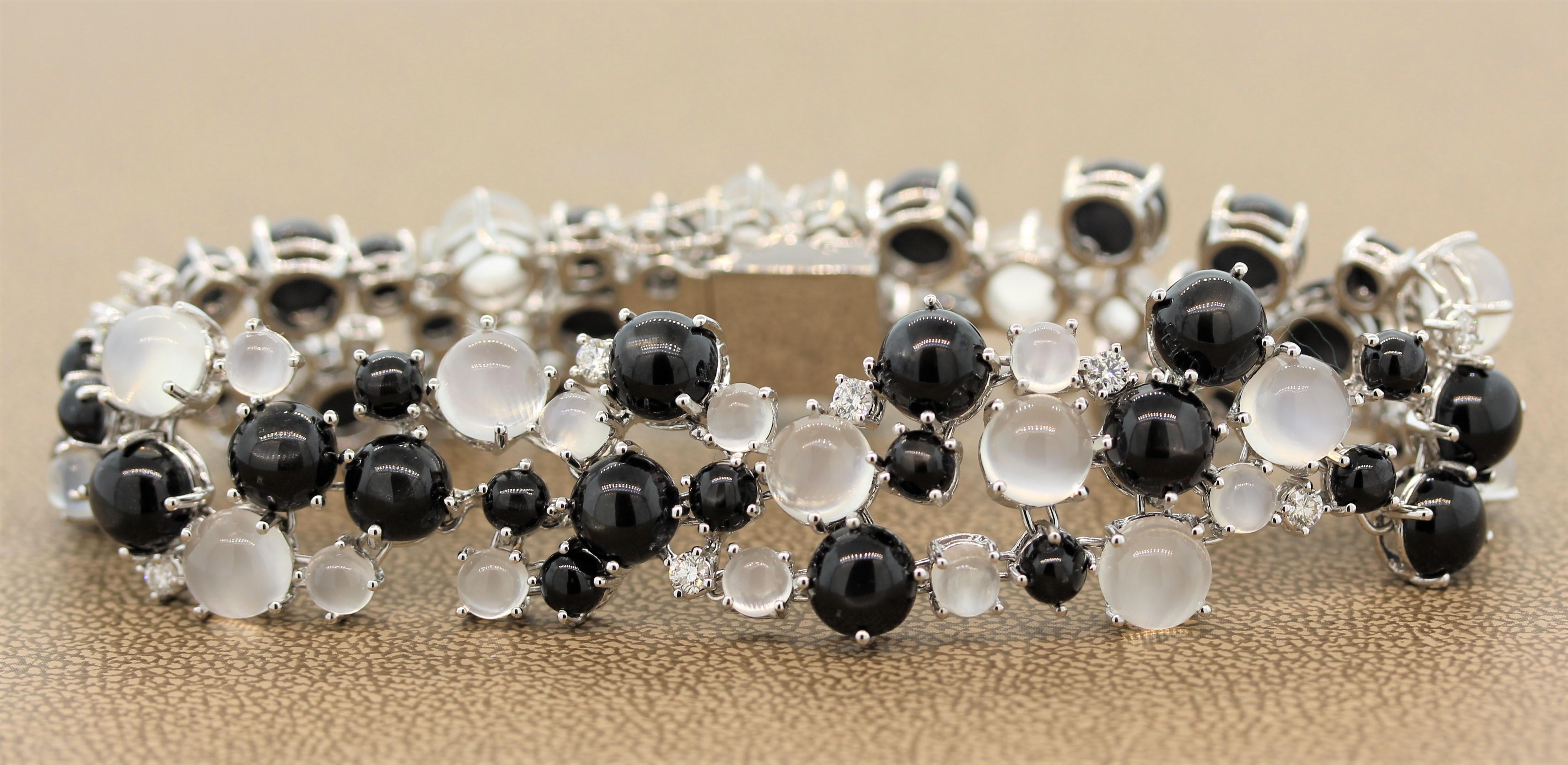 Diopside Bracelet étoile en or avec diamants et pierre de lune Pour femmes en vente