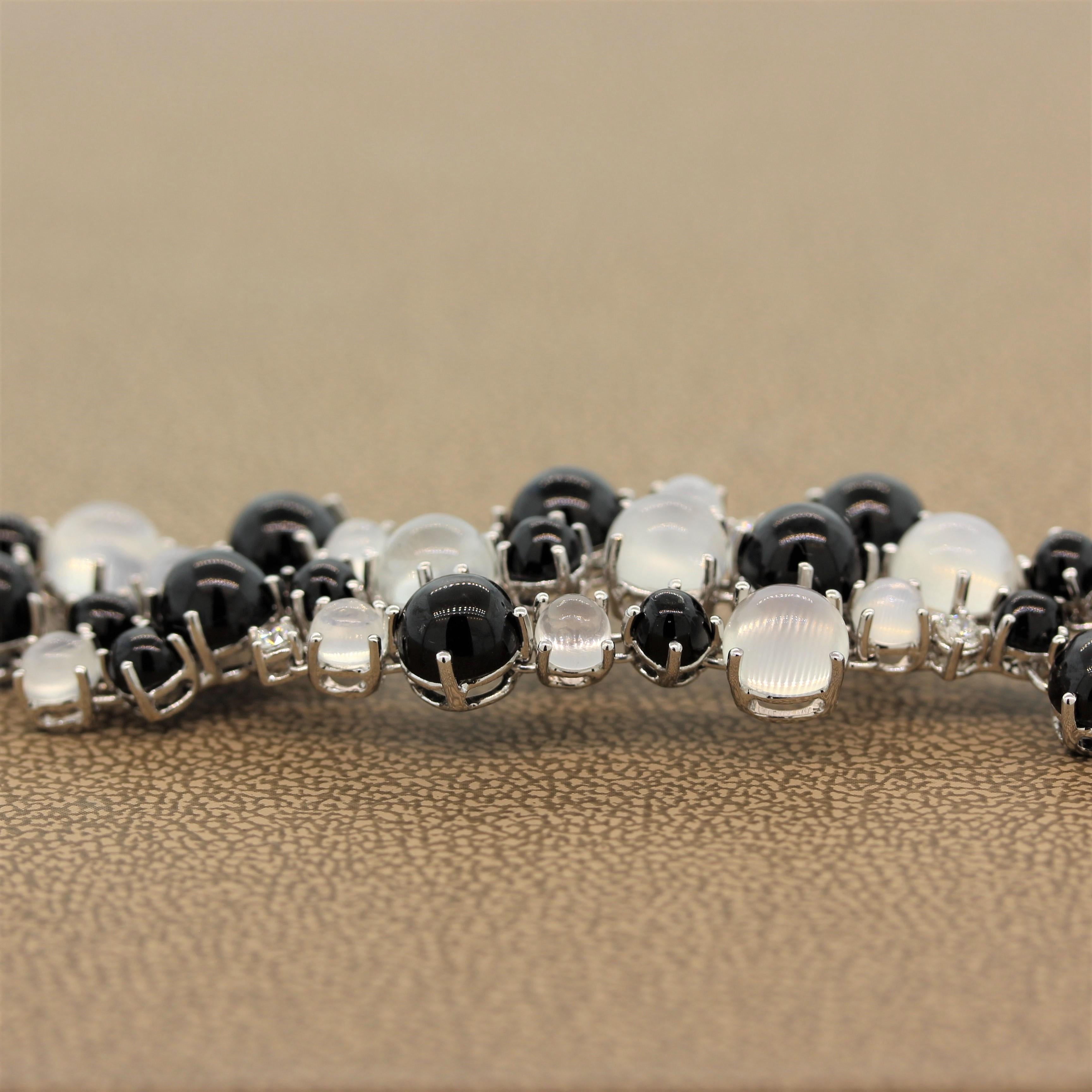 Moonstone Star Diopside Diamond Gold Bracelet In New Condition For Sale In Beverly Hills, CA