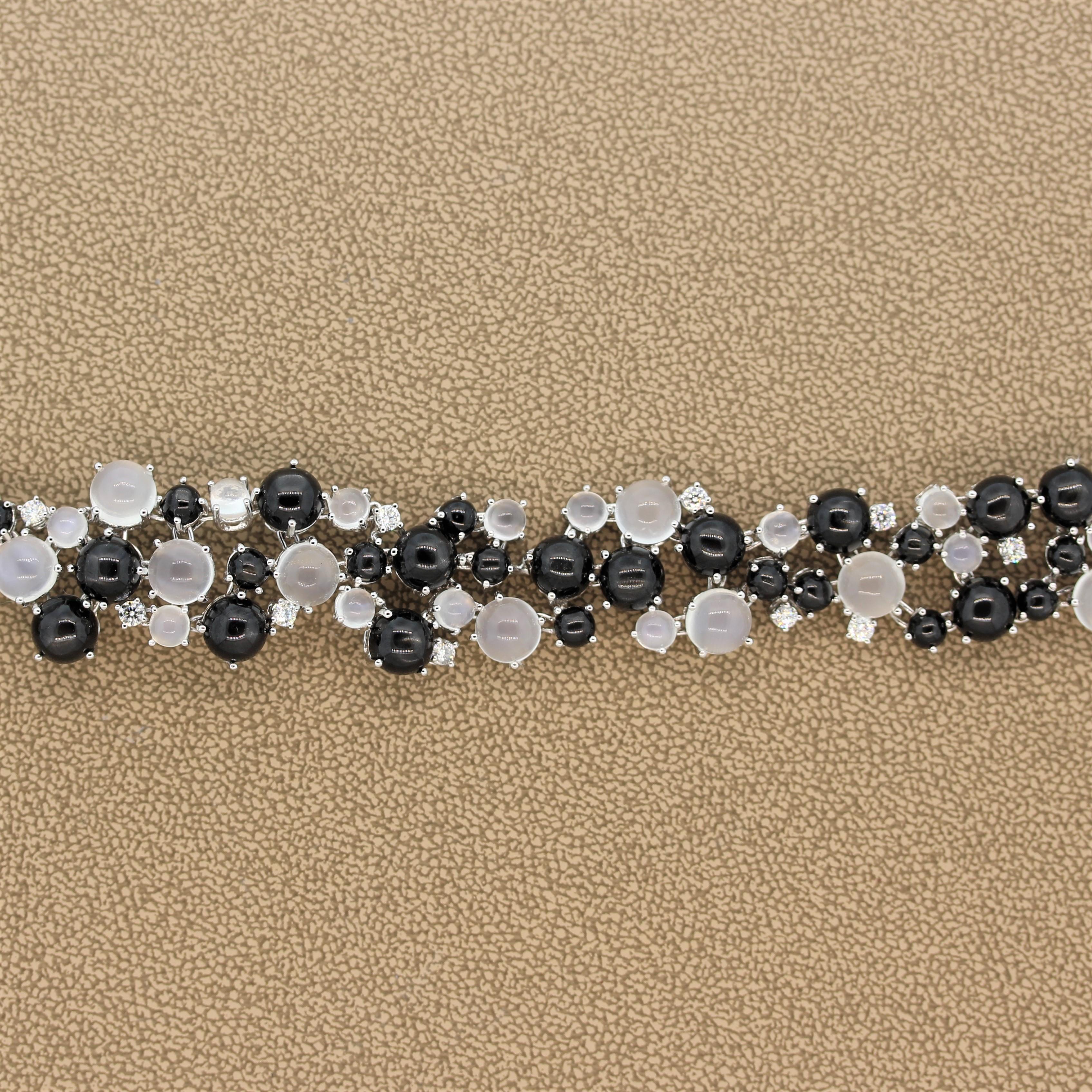 Women's Moonstone Star Diopside Diamond Gold Bracelet For Sale