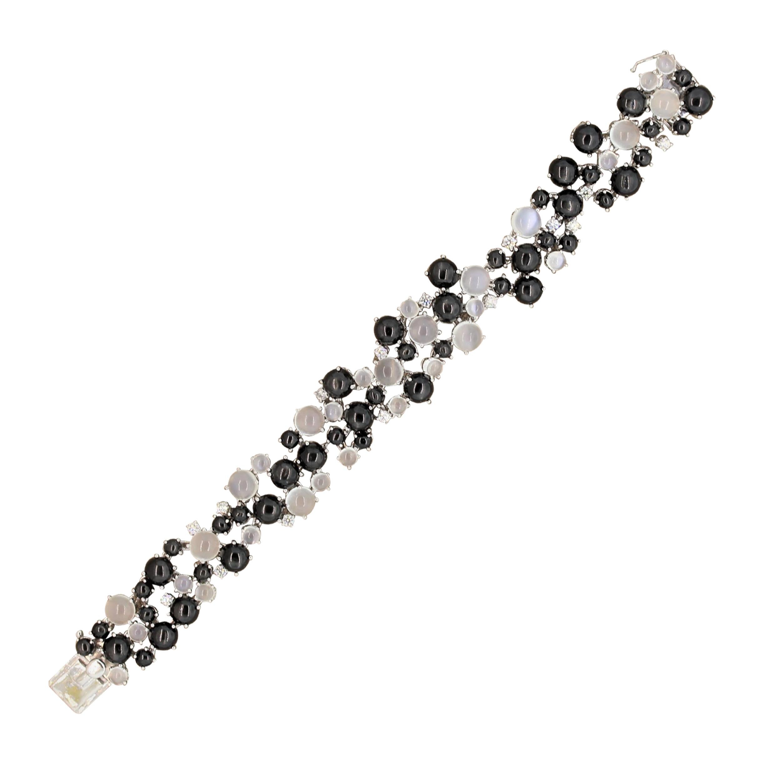 Moonstone Star Diopside Diamond Gold Bracelet