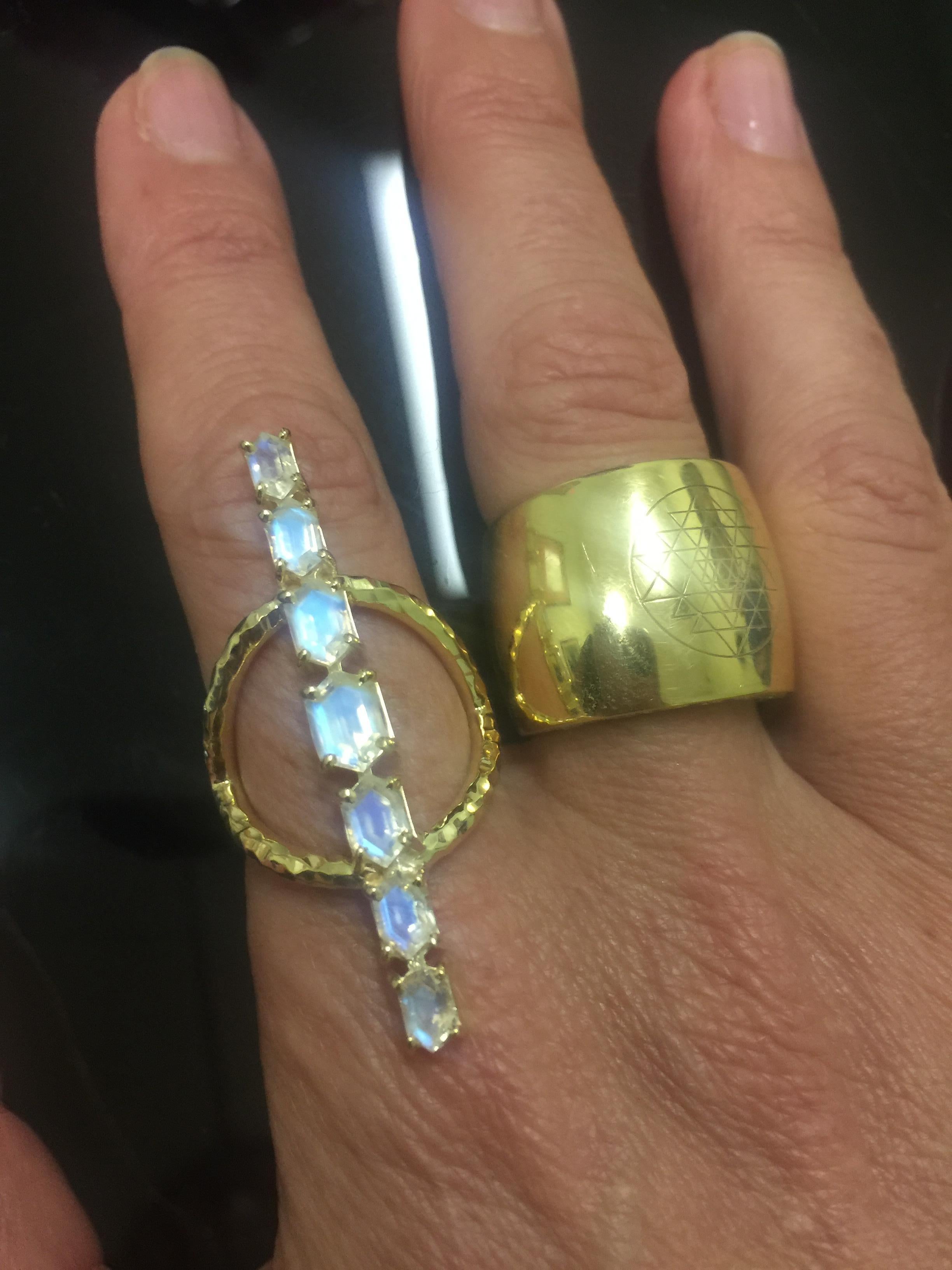 Contemporary Moonstone  and Gold Statement Ring  For Sale