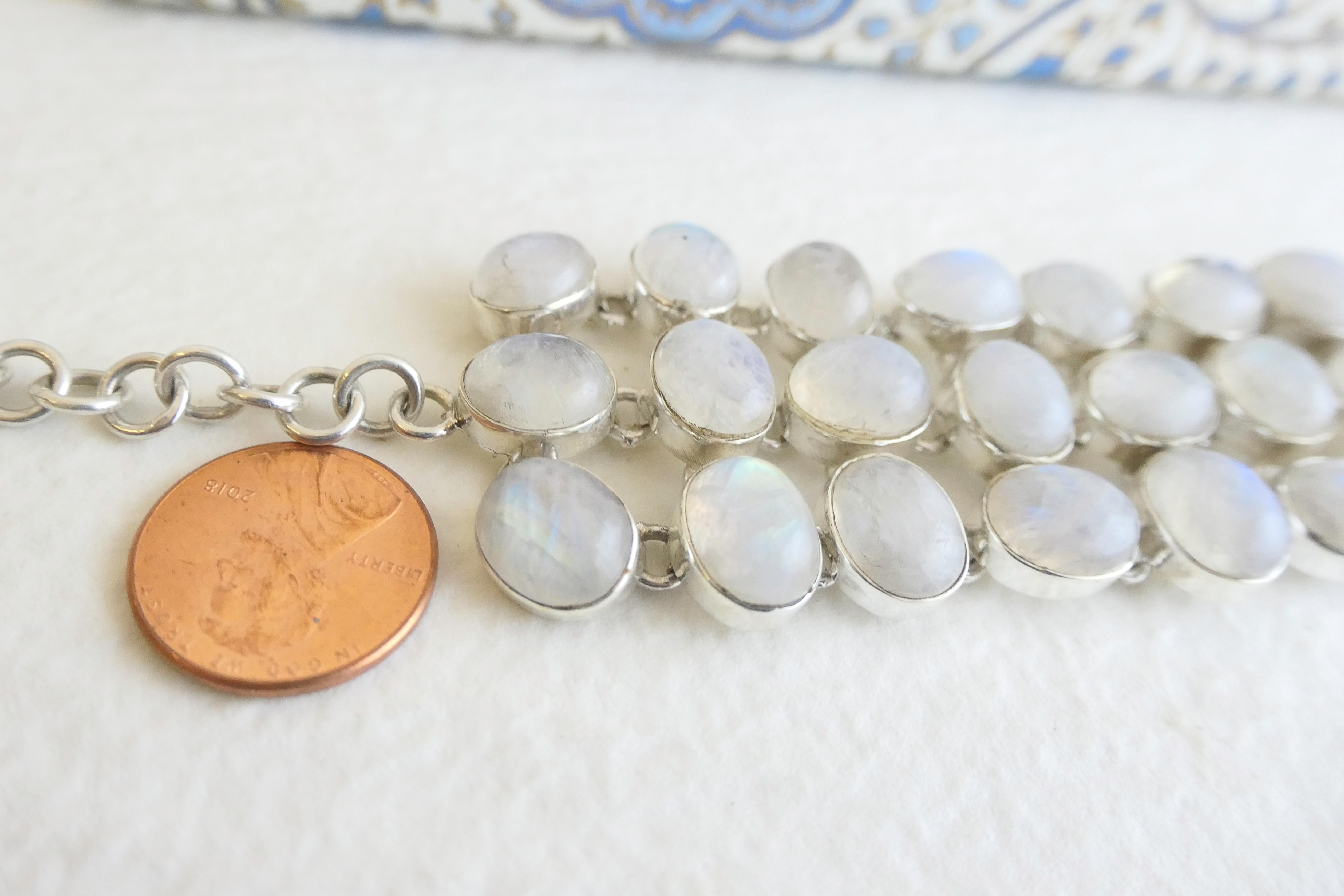 Bracciale in argento con pietra lunare in vendita 5