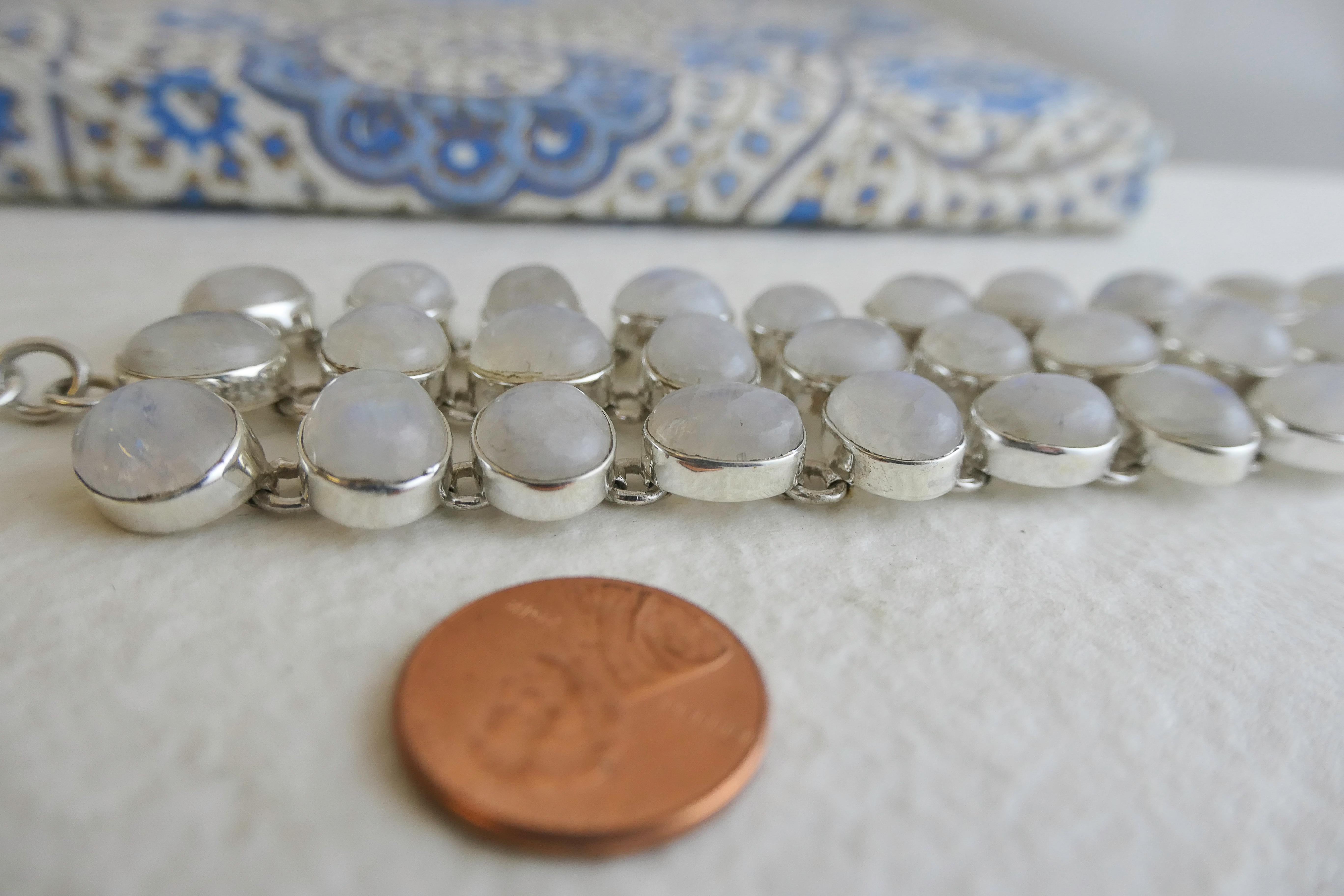 Bracciale in argento con pietra lunare in vendita 6