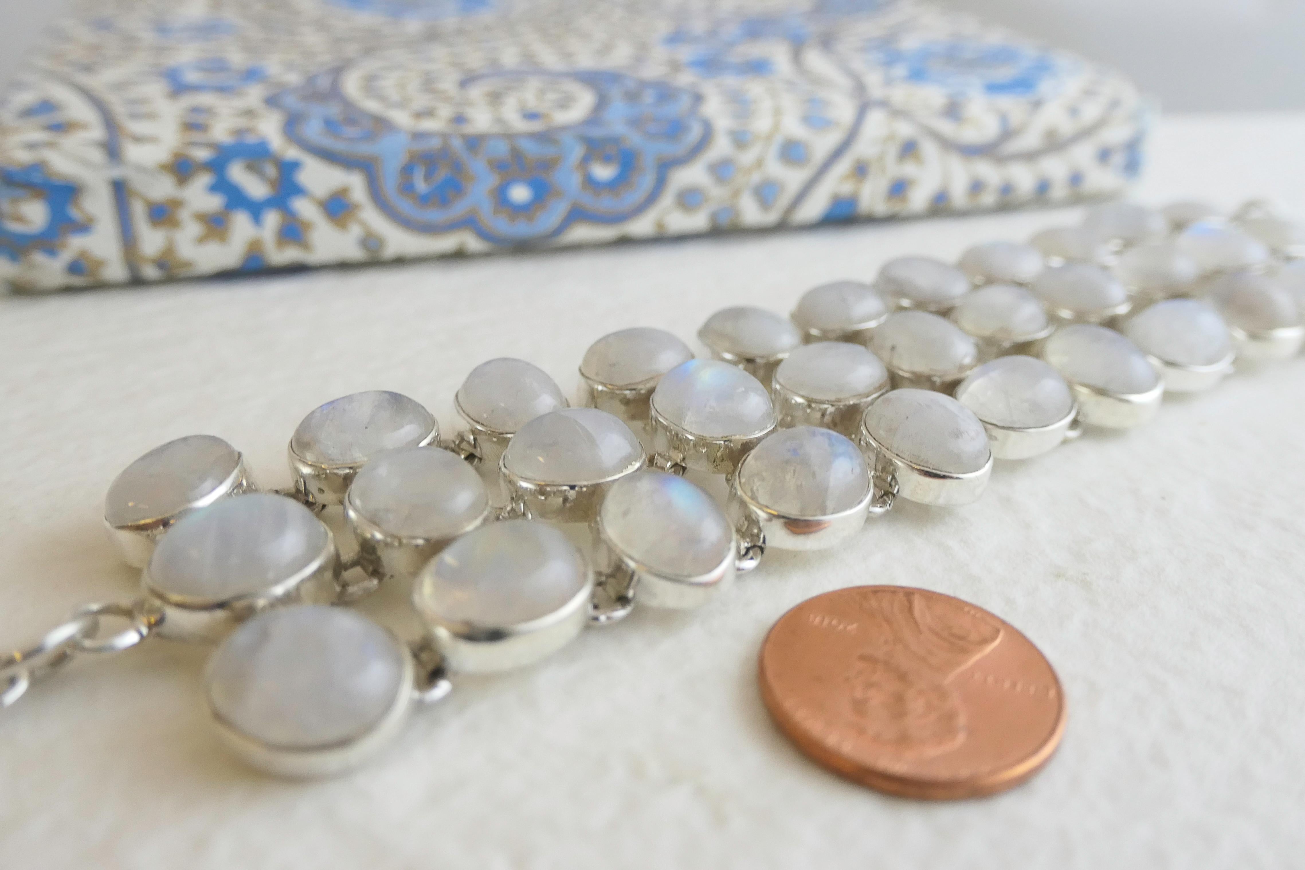 Bracciale in argento con pietra lunare in vendita 8