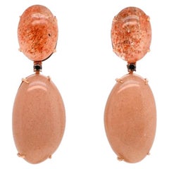 Moonstone, Sunstone, and Spinel Earrings