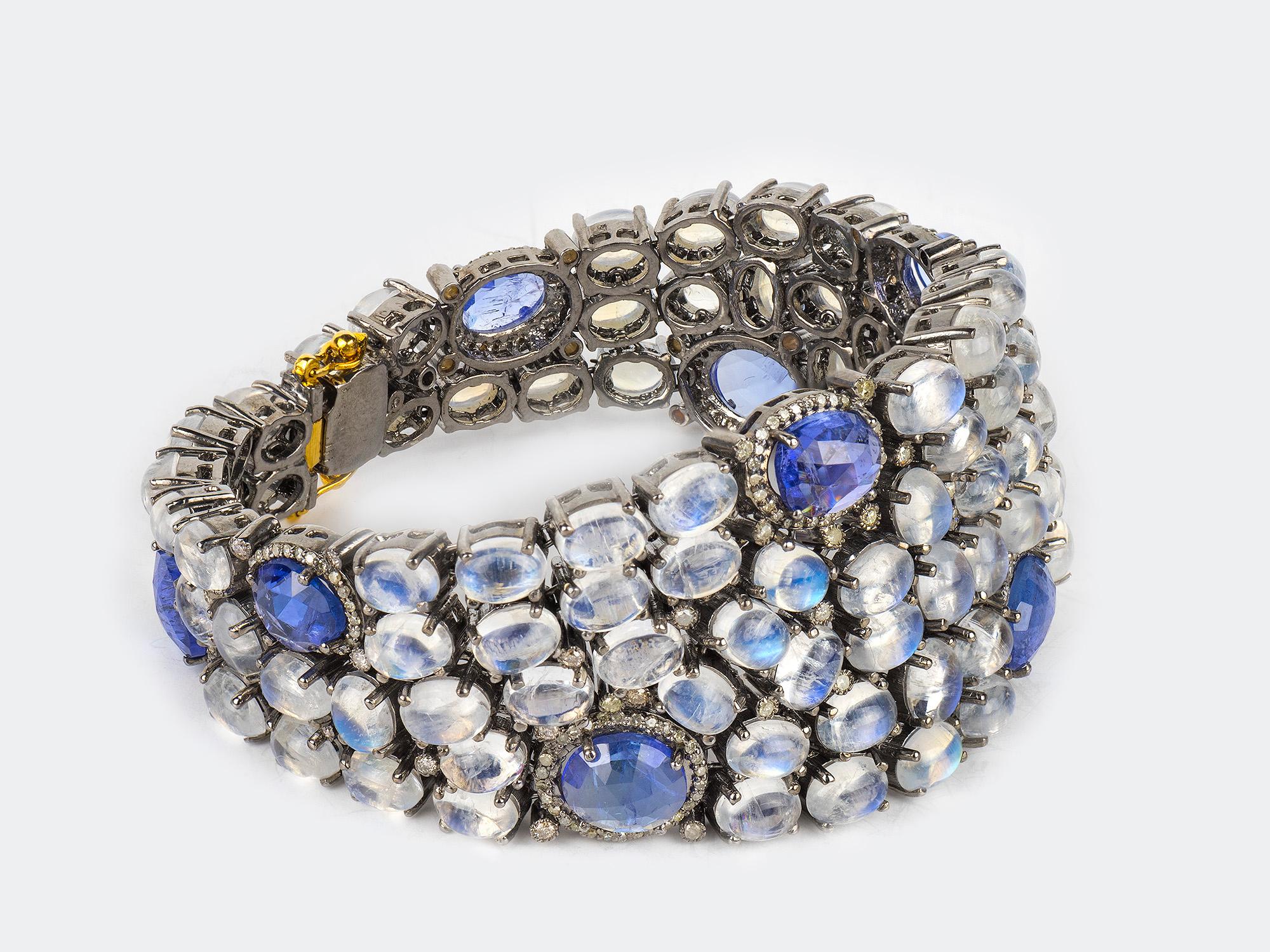 Moonstone Tanzanite and Diamond Bracelet 1