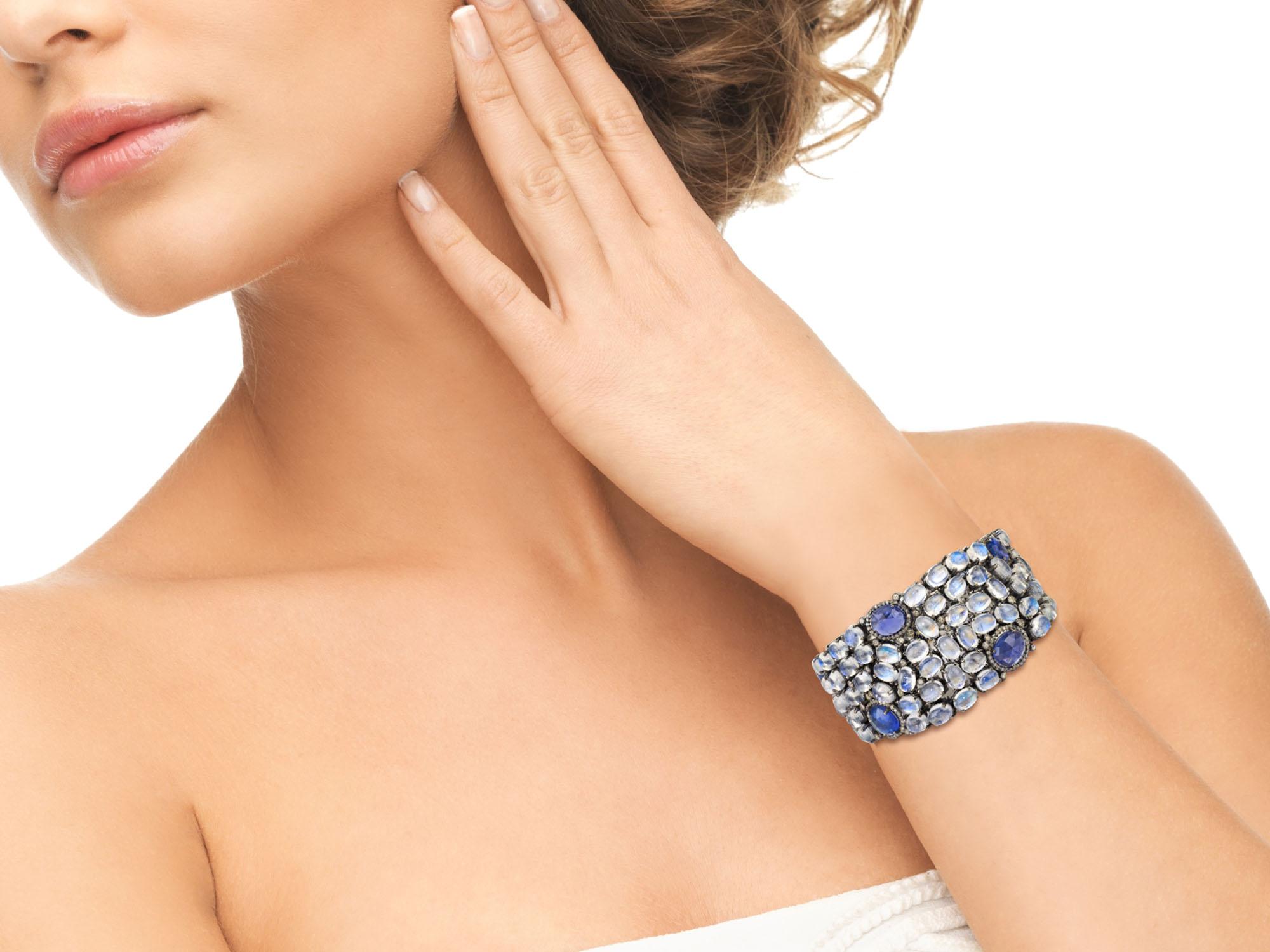 Moonstone Tanzanite and Diamond Bracelet 3