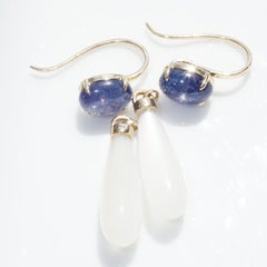 Boucles d'oreilles pierres de lune Tanzanite Couleurs naturelles Combinaison cool dangles détachables