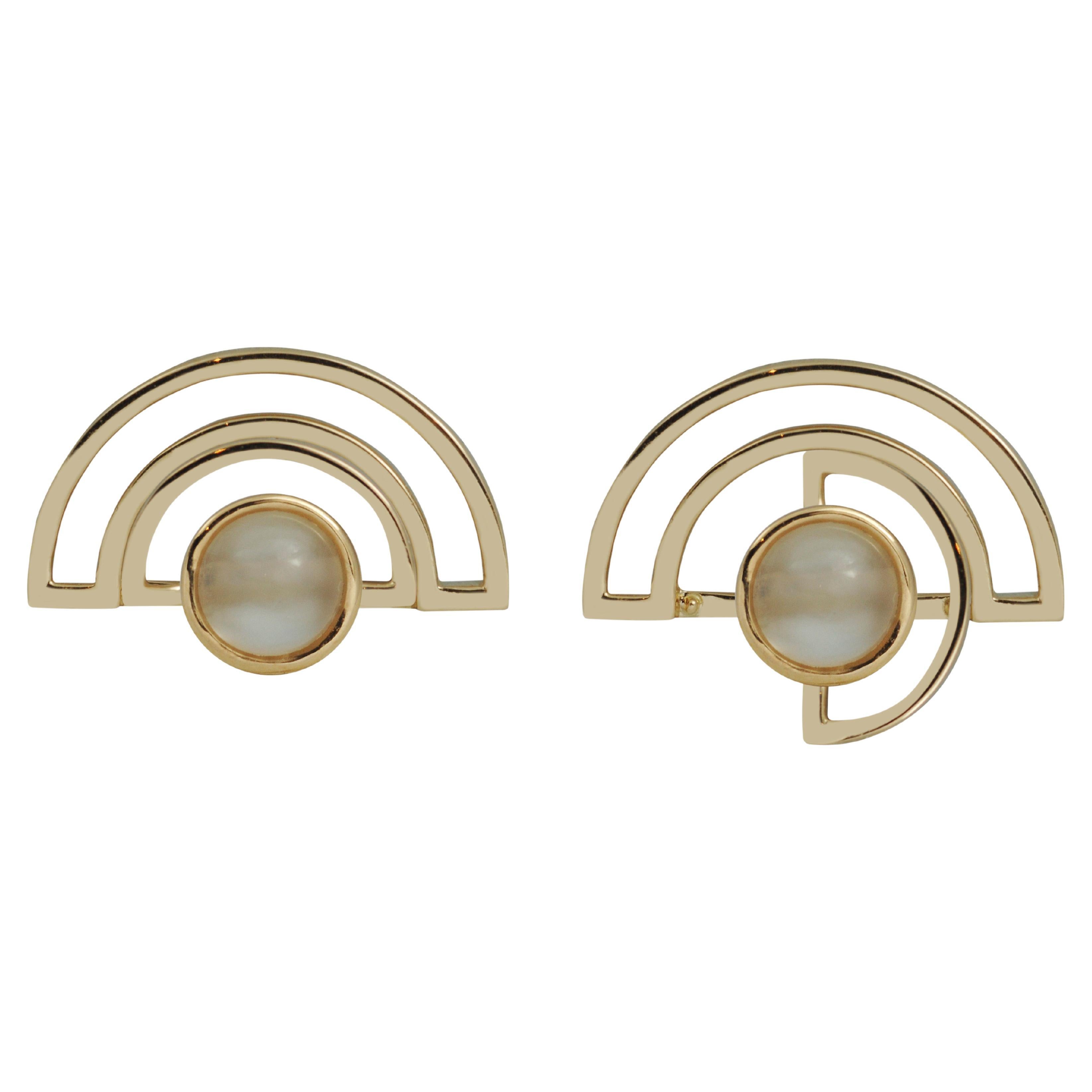 Moonstone Twist Reflection Jacket Earrings set in 18K Gold Settings