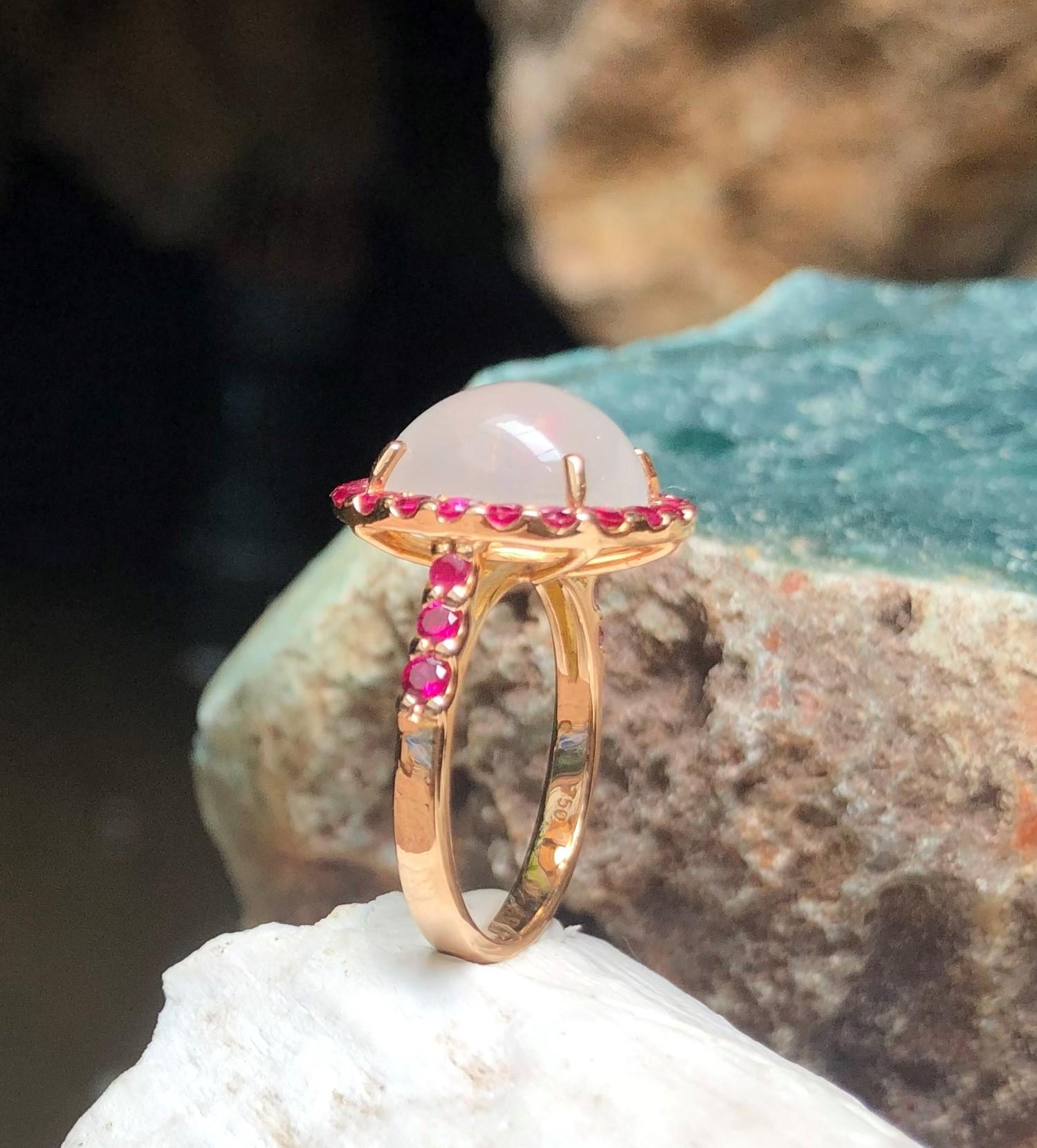 Moonstone with Ruby Ring set in 18 Karat Rose Gold Settings 1