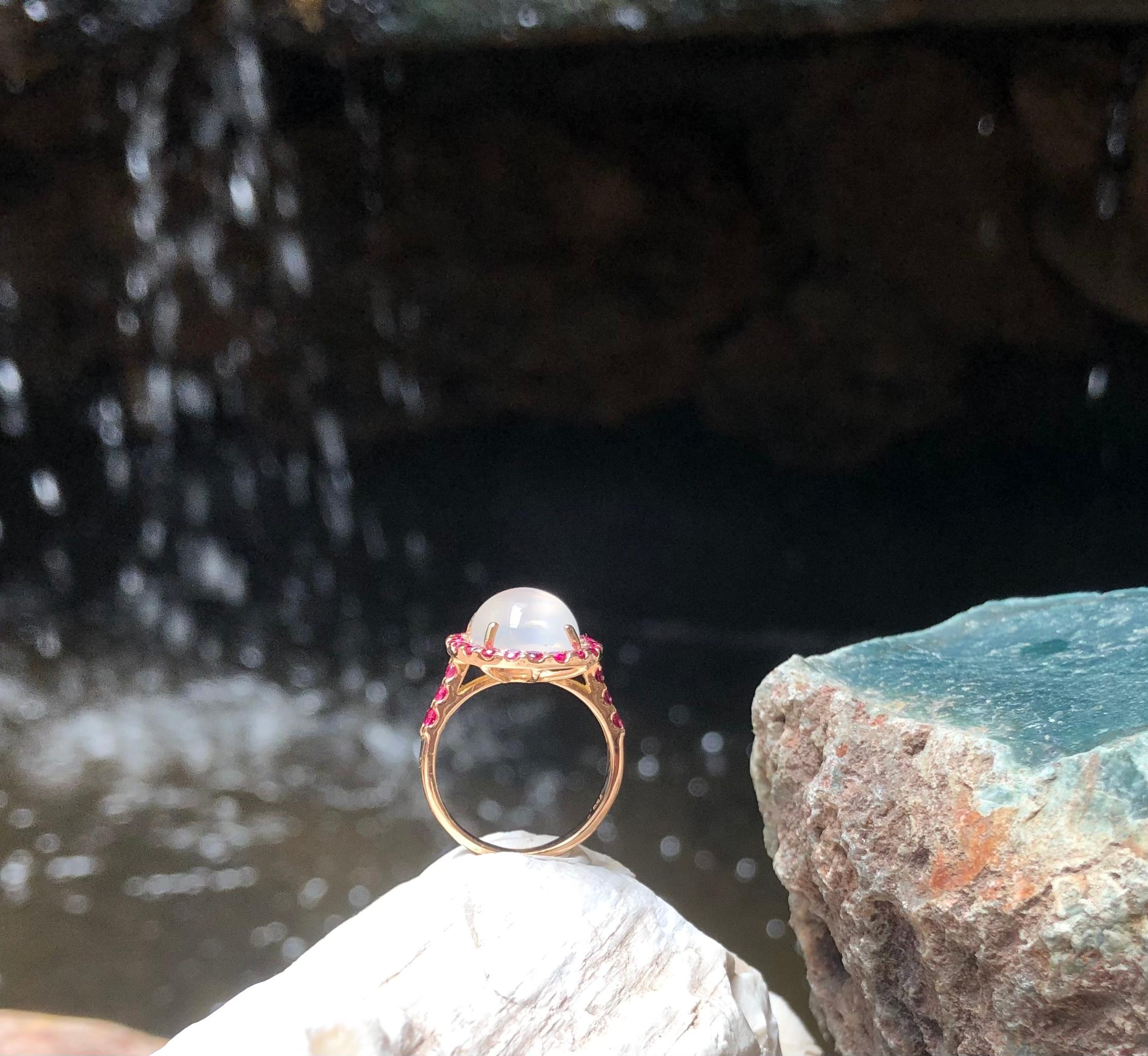 Moonstone with Ruby Ring set in 18 Karat Rose Gold Settings 5