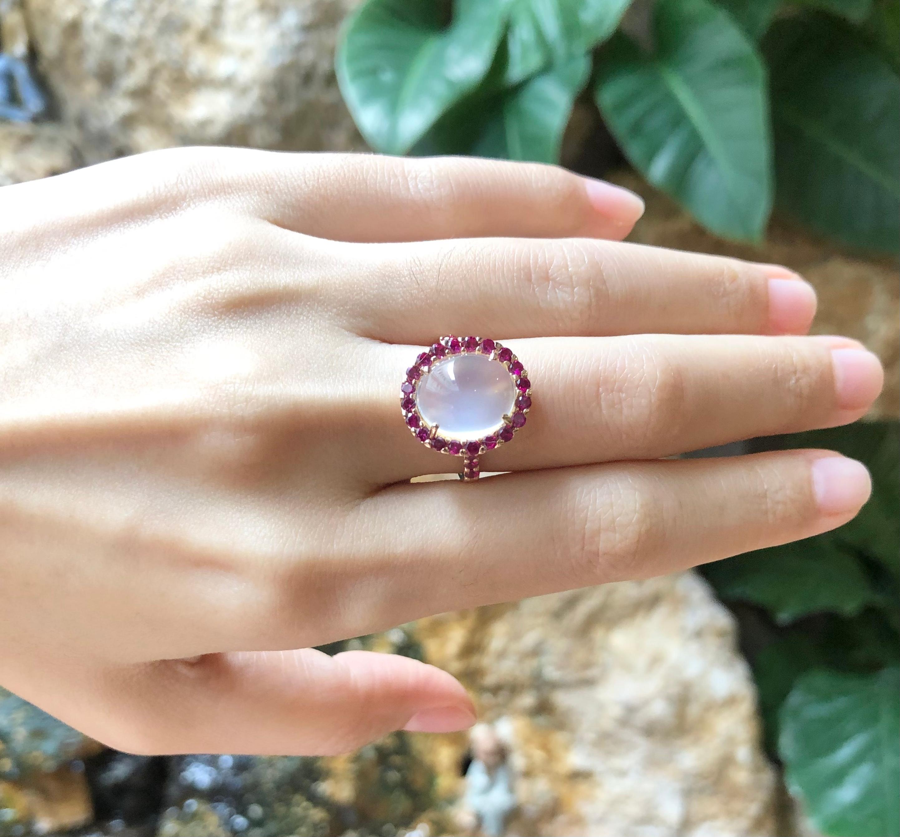 Moonstone with Ruby Ring set in 18 Karat Rose Gold Settings 6