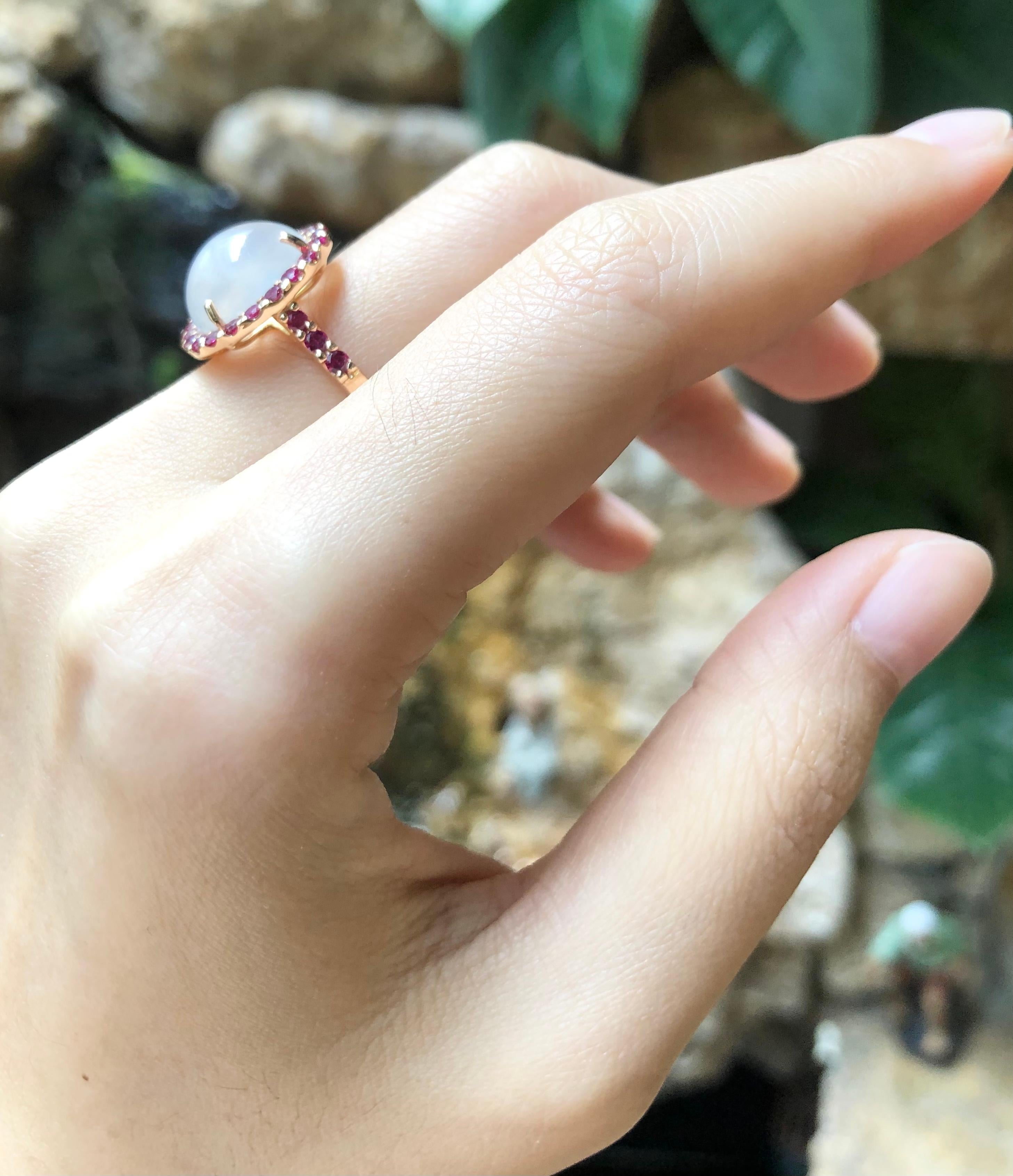 Moonstone with Ruby Ring set in 18 Karat Rose Gold Settings 8