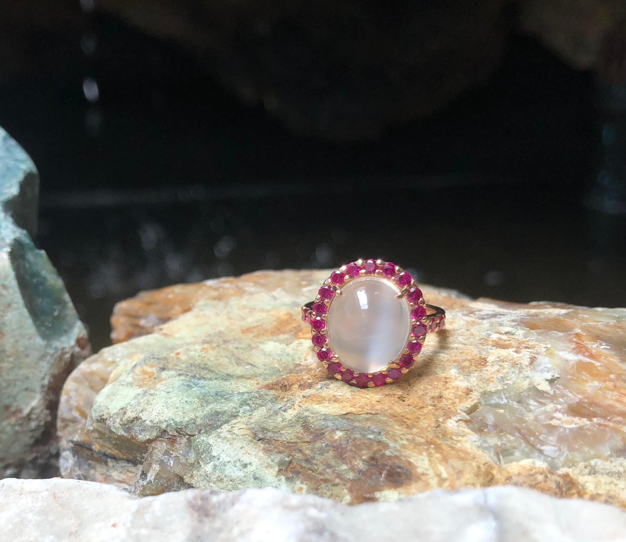 Moonstone with Ruby Ring set in 18 Karat Rose Gold Settings 10