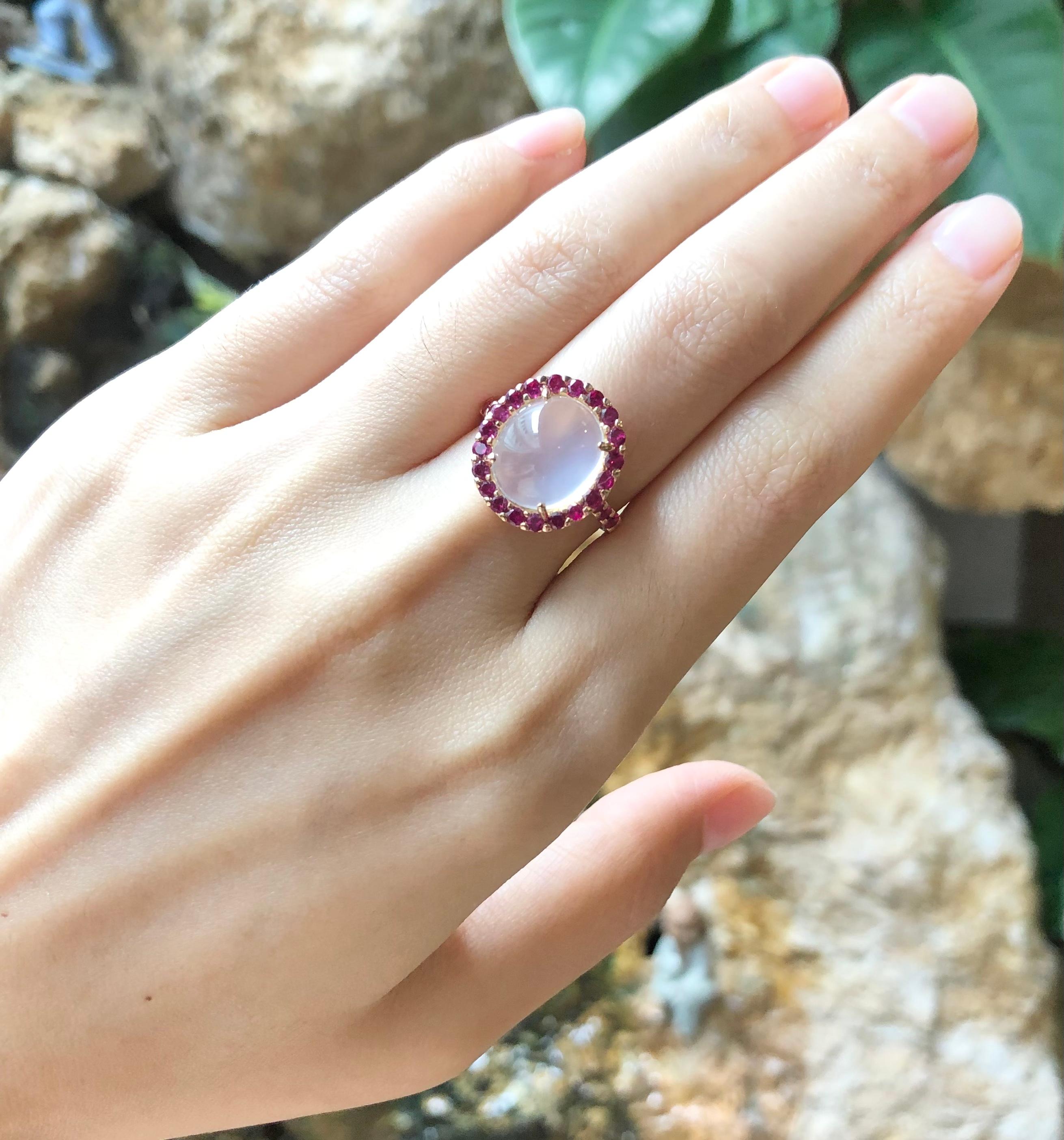 Moonstone with Ruby Ring set in 18 Karat Rose Gold Settings 11