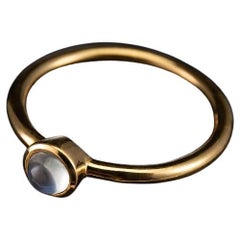 Moonstone Yellow Gold Ring Gem Report Round Cabochon LGBTQ Engagement Minimalism