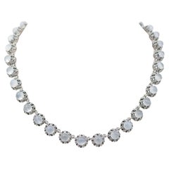 Moonstones, 14 Karat Rose Gold and Silver Necklace