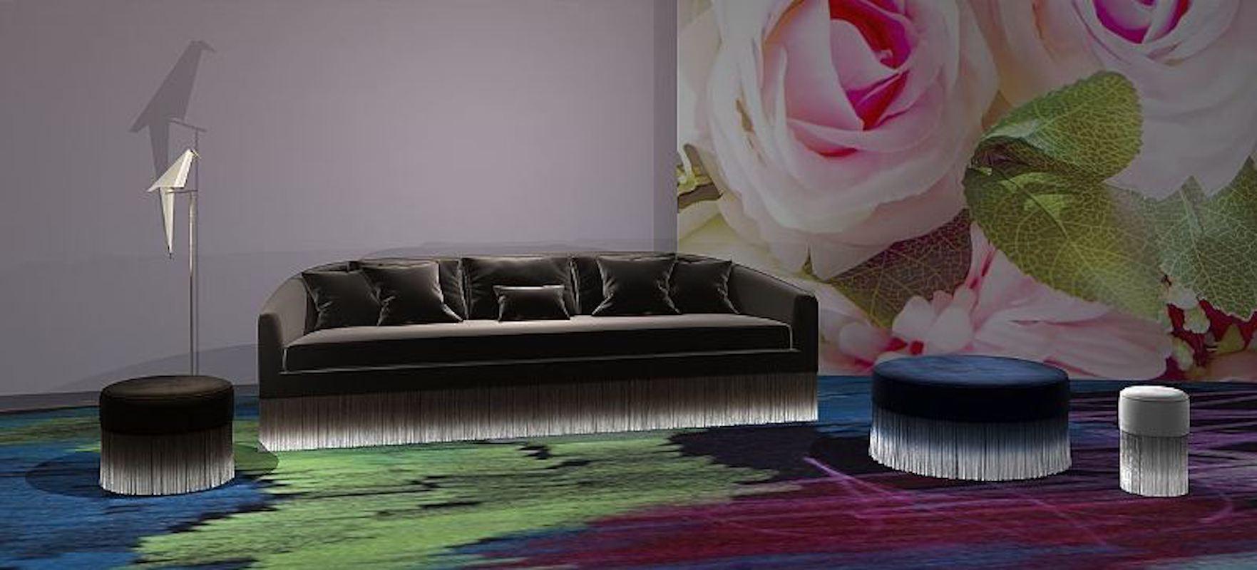 Cotton Moooi Amami Sofa by Lorenza Bozzoli in Blue, Light Grey or Dark Grey For Sale