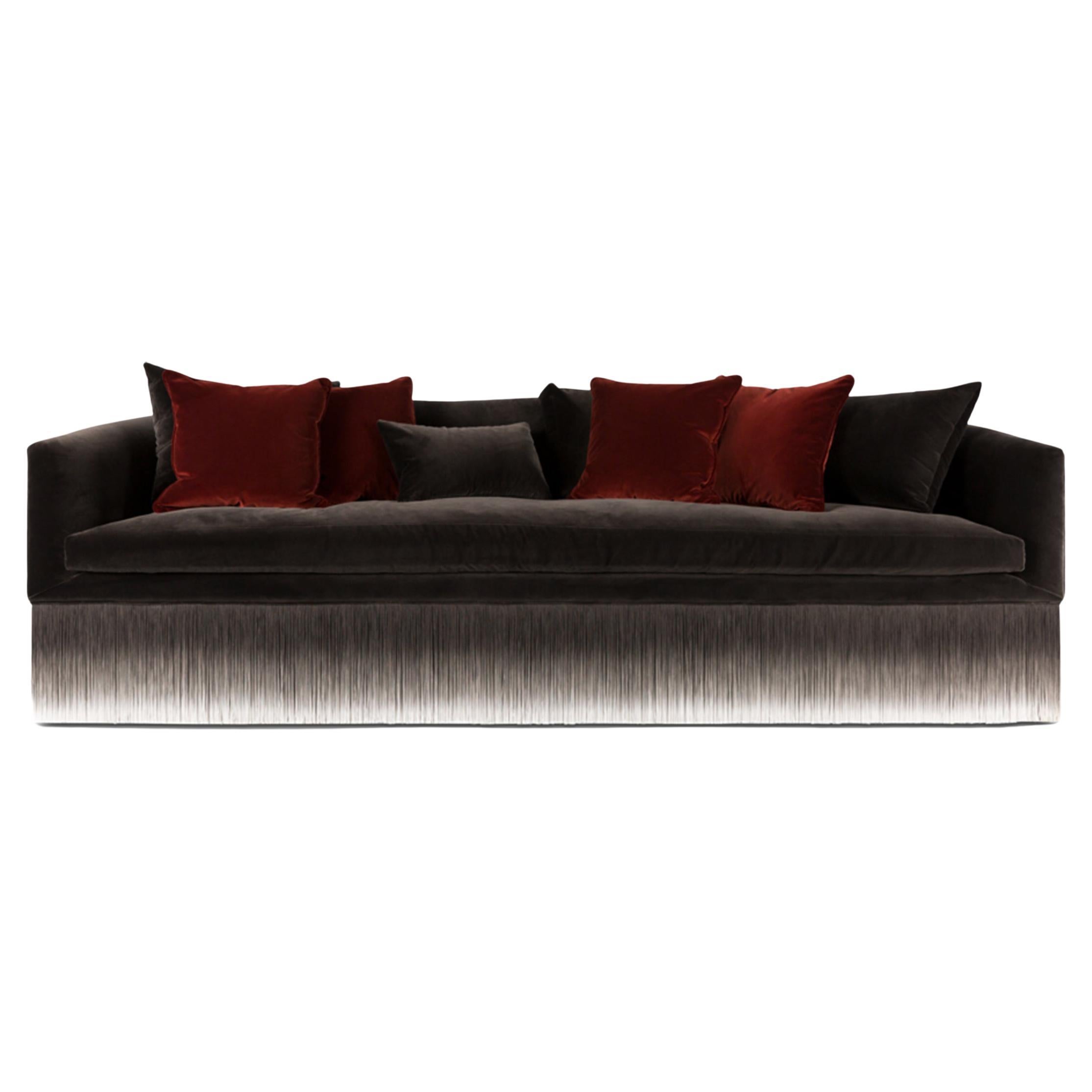 Moooi Amami Sofa with Fringes in Dark Grey Upholstery by Lorenza Bozzoli