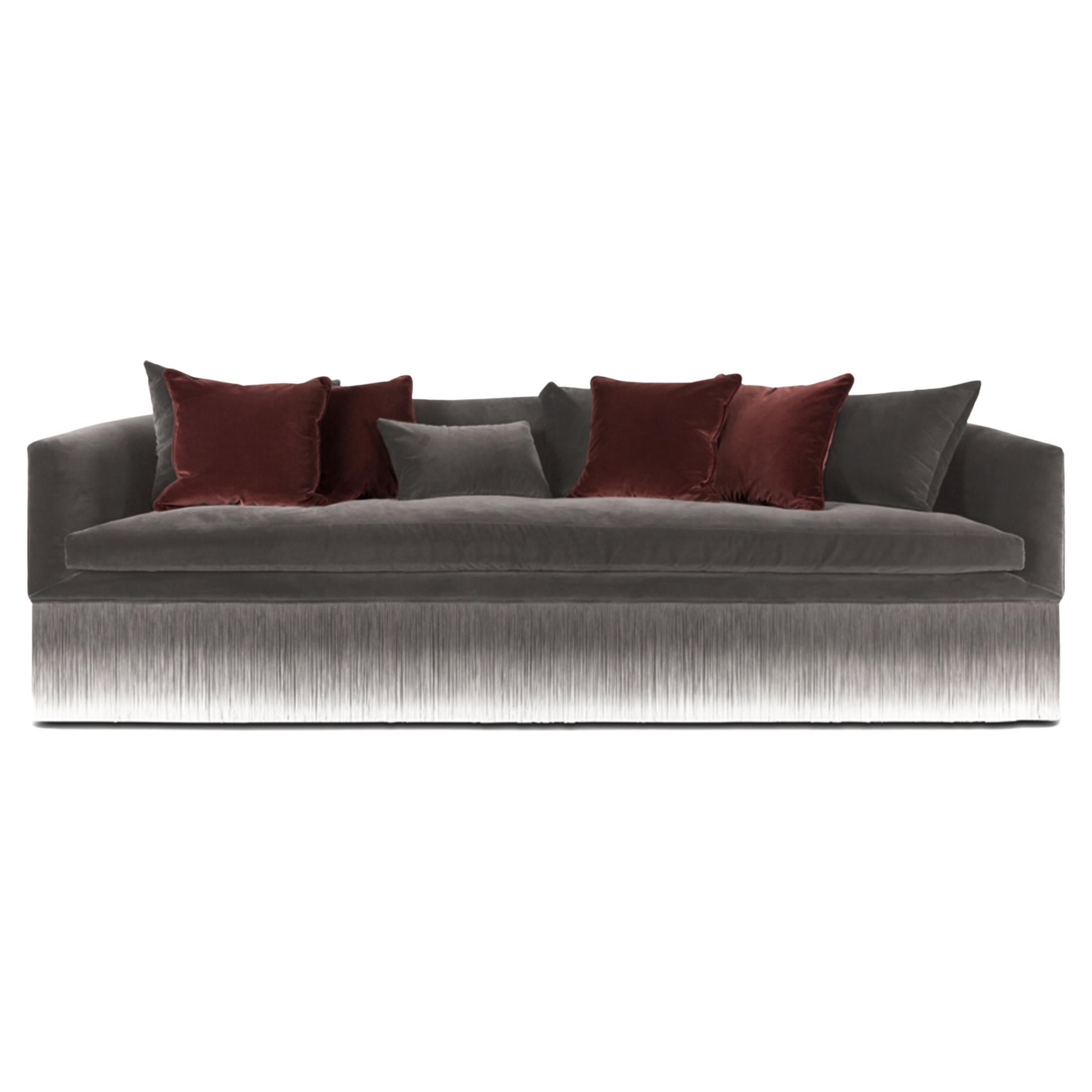 Moooi Amami Sofa with Fringes in Light Grey Upholstery by Lorenza Bozzoli