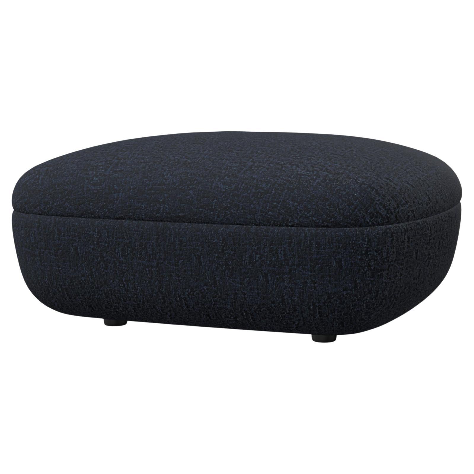 Moooi Bart Footstool in Calligraphy Bird Jacquard Blue Upholstery For Sale