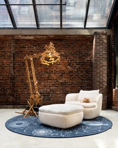 Moooi Bart Pouf in Steelcut Trio 3, 953 Green Upholstery
