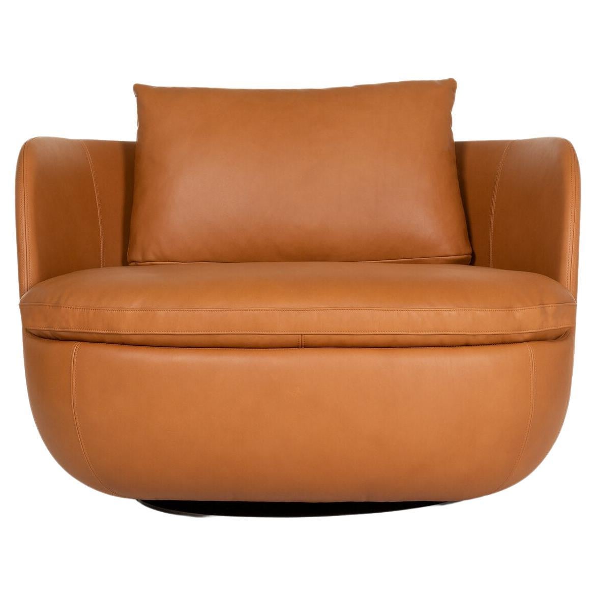 Moooi Bart Swivel Armchair in Foam Seat with Shade Ochre 20291 Upholstery For Sale