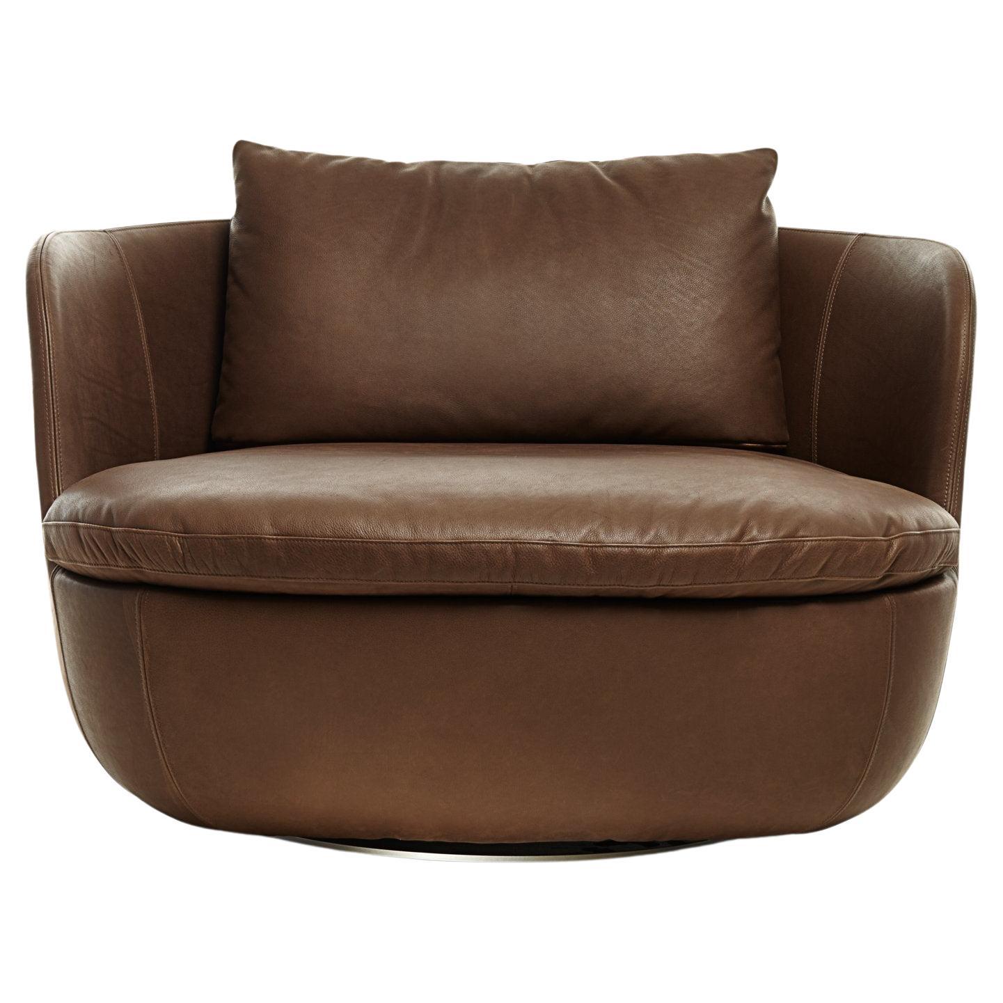 Moooi Bart Swivel Armchair in Foam Seat with Shade Raw Umber 20292 Upholstery For Sale