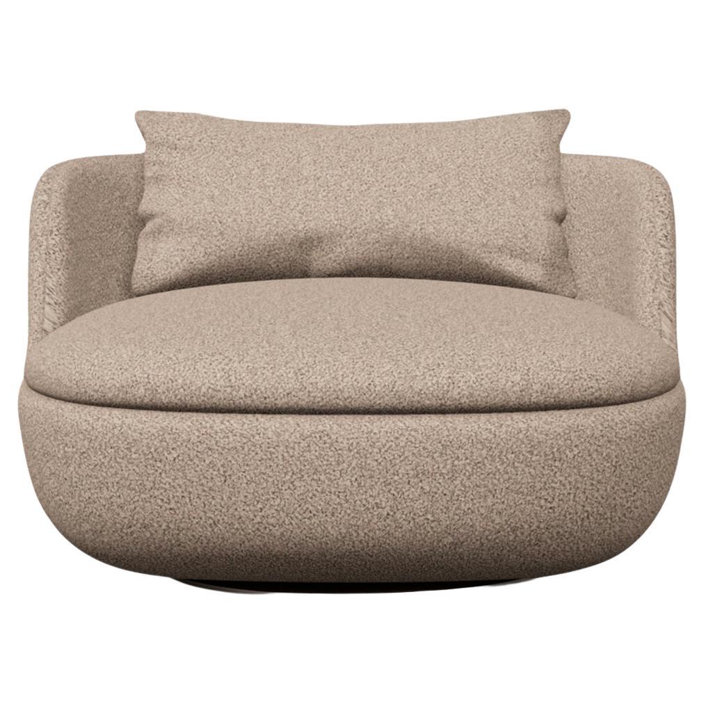 Moooi Bart Swivel Armchair in Foam Seat with Sloth Woolly Mohair Upholstery For Sale