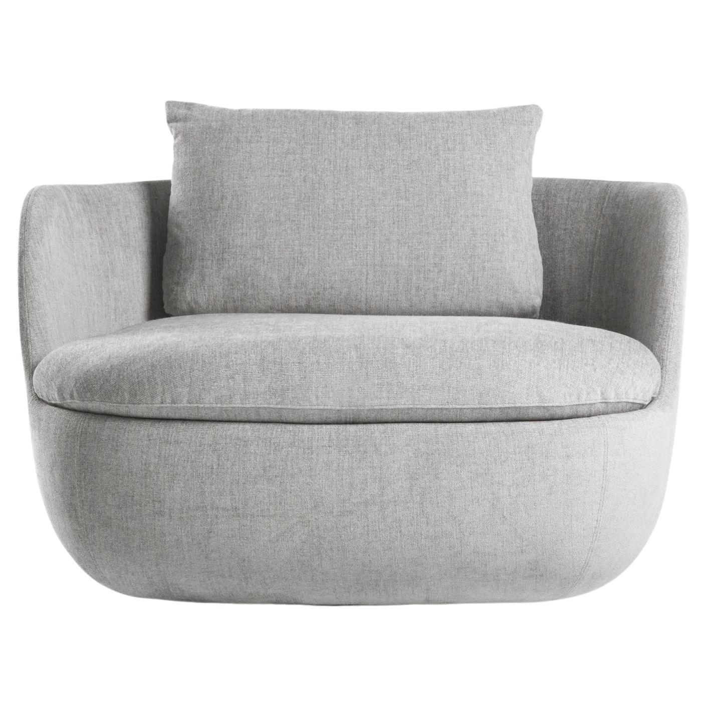 Moooi Bart Swivel Armchair in Foam Seat with Tonica 2, 171 Grey Upholstery For Sale