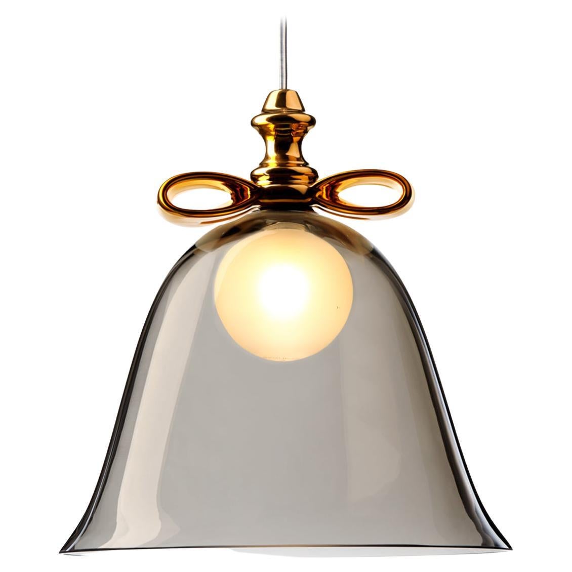 Moooi Bell Large Suspension Lamp in Gold-Smoke Mouth Blown Glass, 10m Cable  For Sale