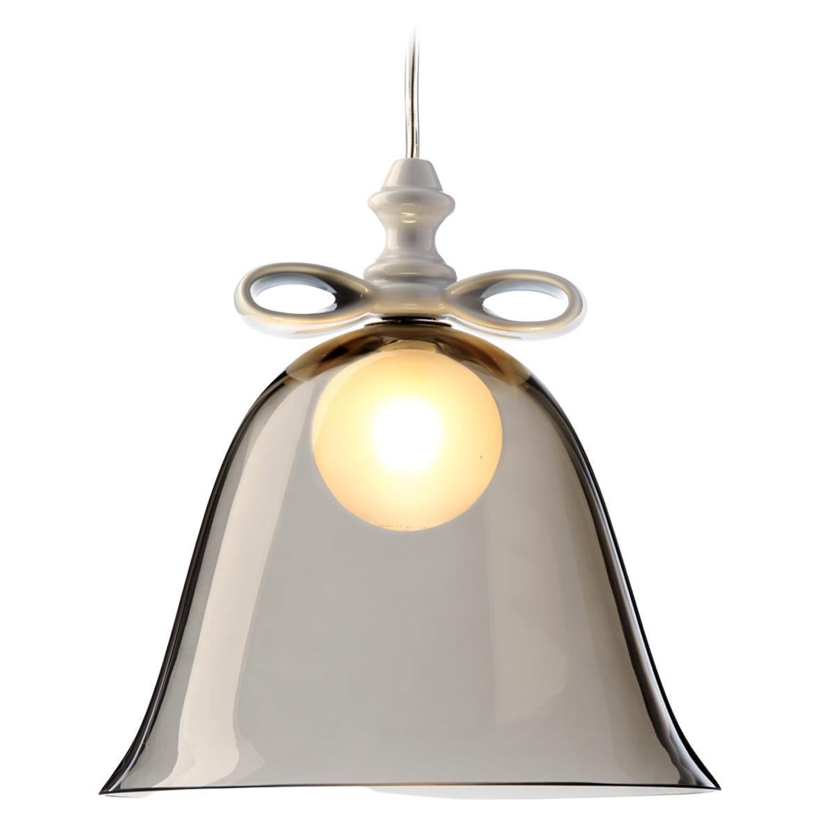 Moooi Bell Large Suspension Lamp in White-Smoke Mouth Blown Glass For Sale