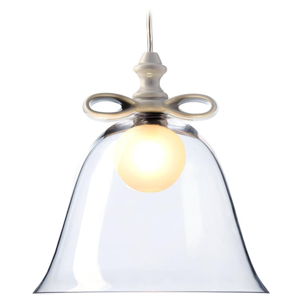 Moooi Bell Large Suspension Lamp in White-Transparent Mouth Blown Glass