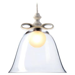 Moooi Bell Large Suspension Lamp in White-Transparent Mouth Blown Glass