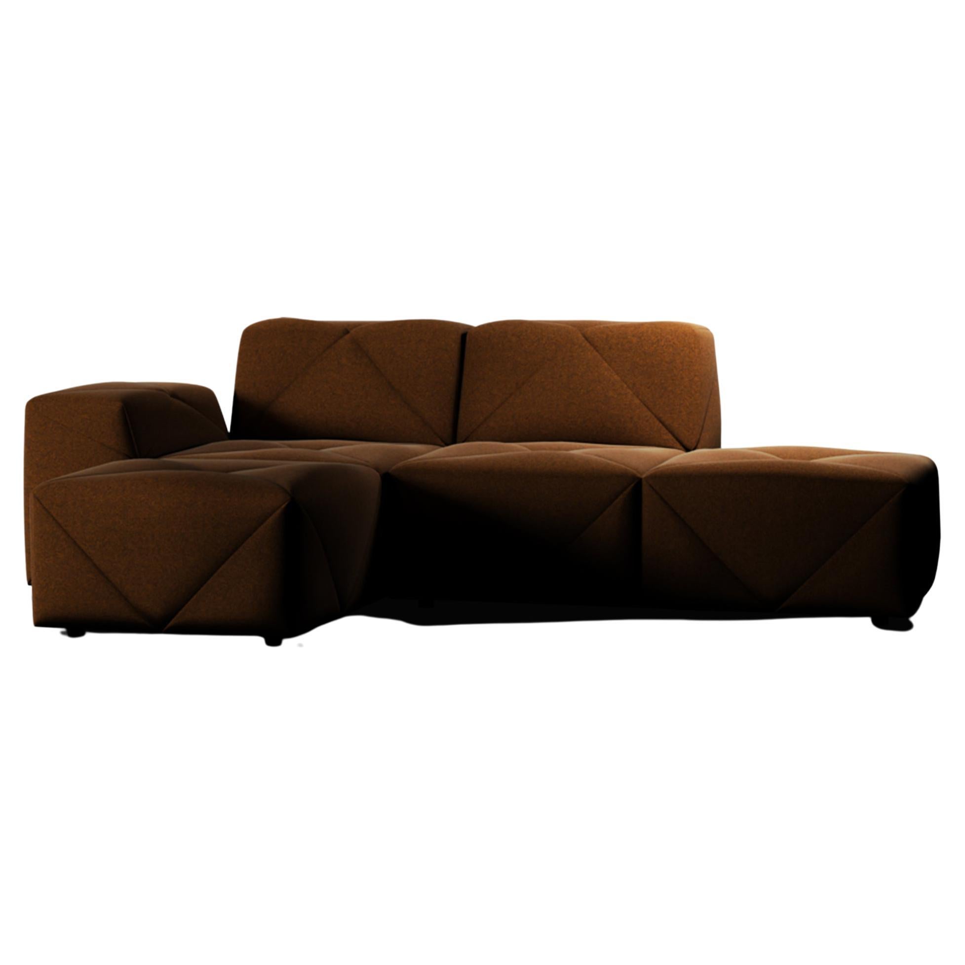 Moooi BFF Left Arm Chaise Longue Sofa in Divina Melange 3, 571 Copper Upholstery For Sale