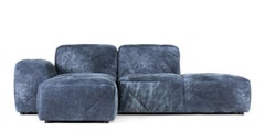 Moooi BFF Divano con Chaise Longue a braccio sinistro con rivestimento in Rinoceronte Nano Blu