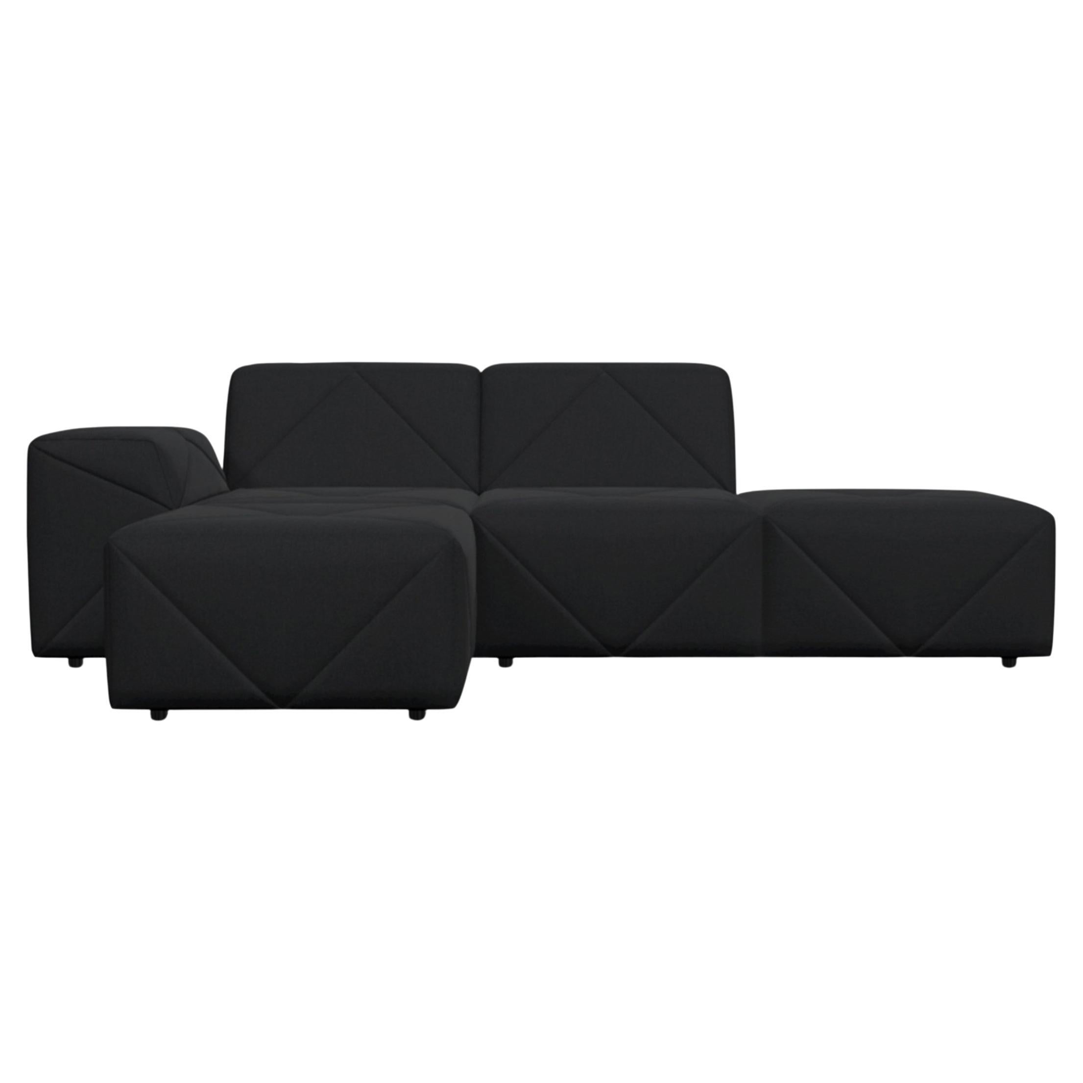 Moooi BFF Left Arm Chaise Longue Sofa in Justo, Bazalt Upholstery