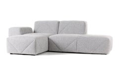 Moooi BFF Left Arm Chaise Longue Sofa in Vesper, Silver Upholstery