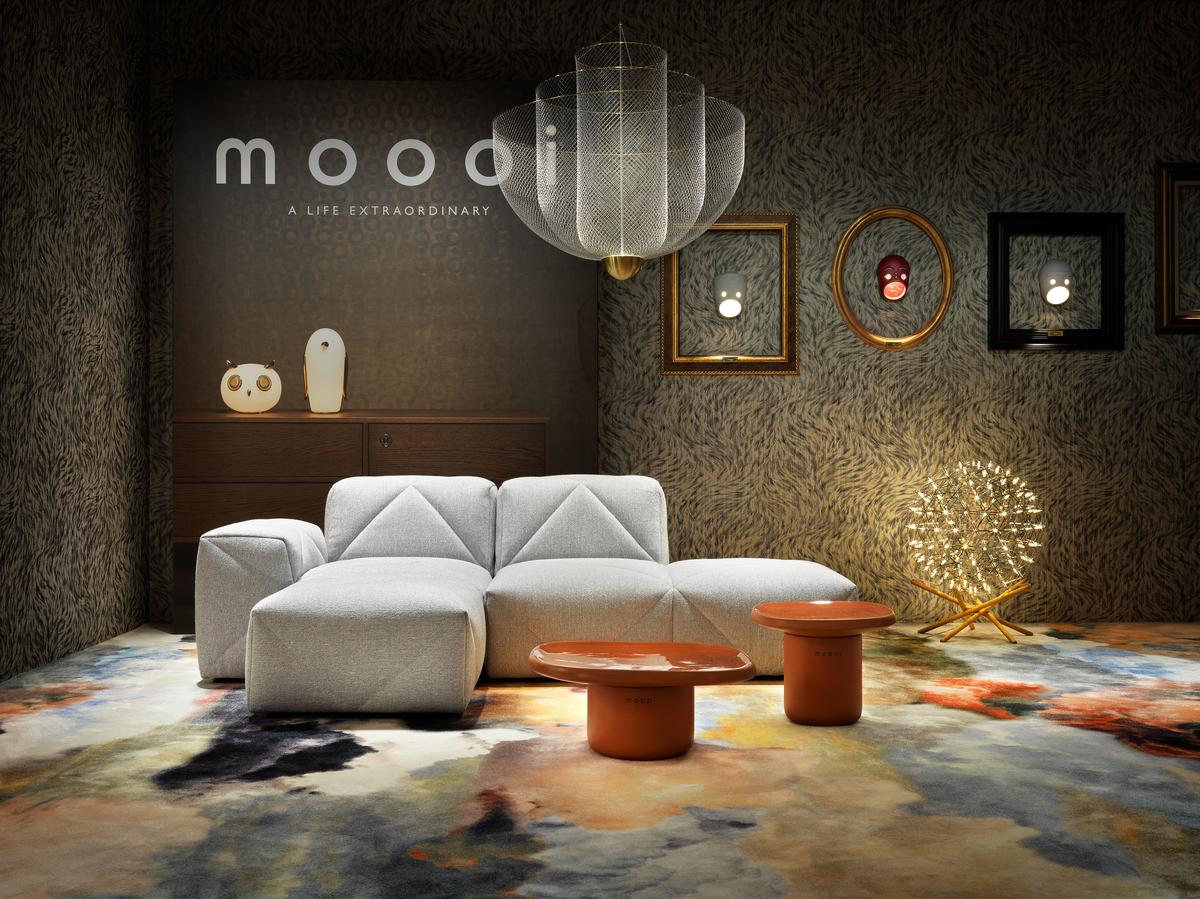 Moooi BFF Left Arm Chaise Longue Sofa in Vesper, Silver Upholstery In New Condition For Sale In Brooklyn, NY