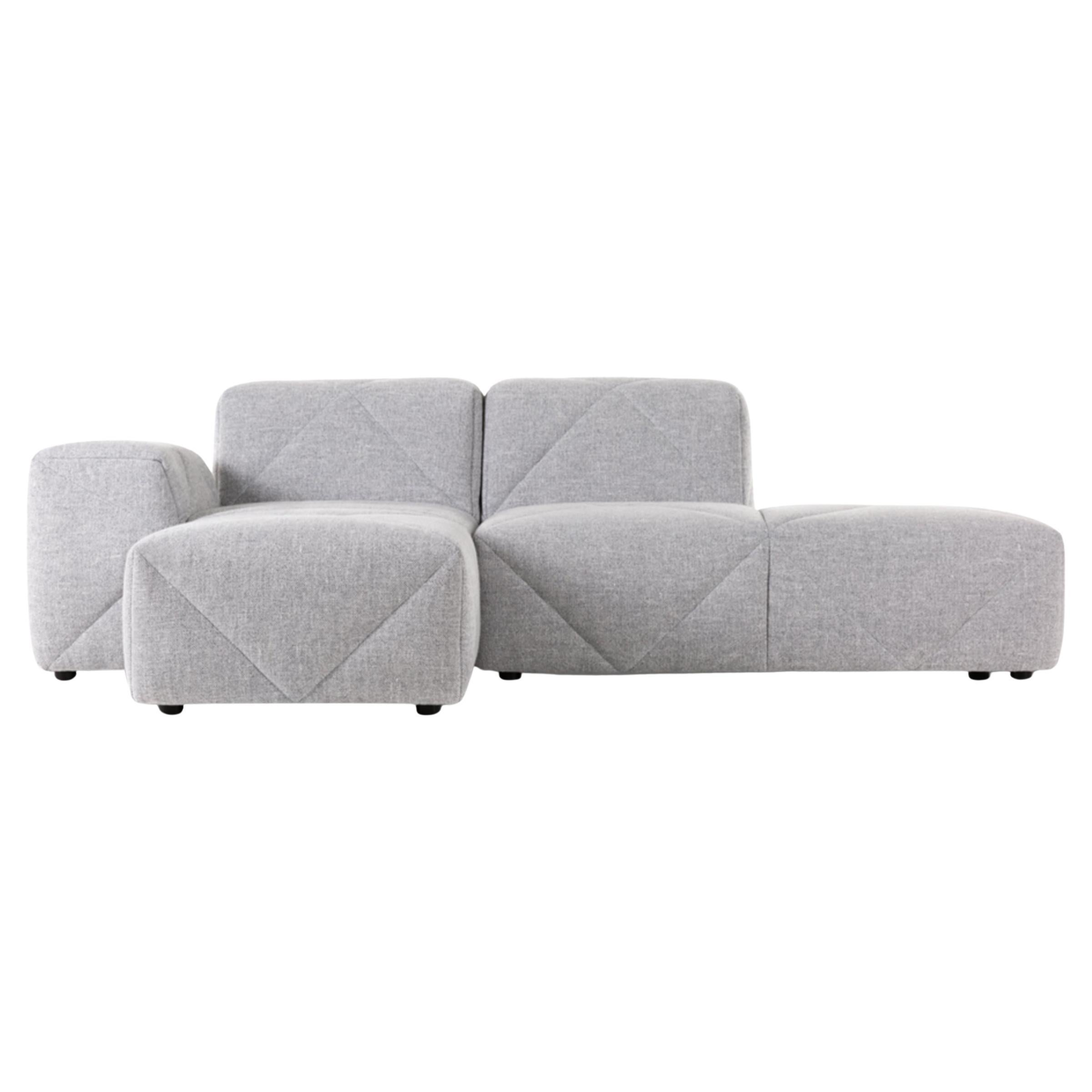 Moooi BFF Left Arm Chaise Longue Sofa in Vesper, Silver Upholstery